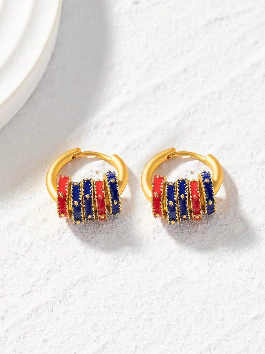 Colorful Enamel Clover Earring Studs