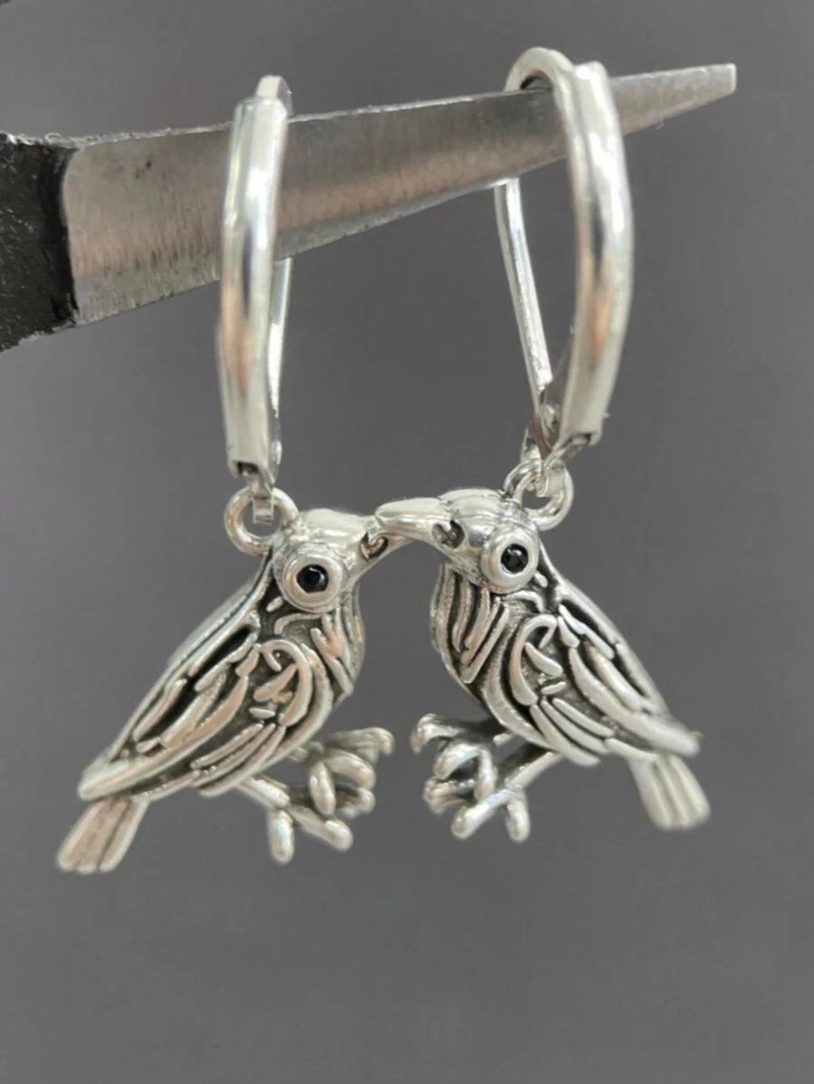 Retro Silvery Bird Earrings