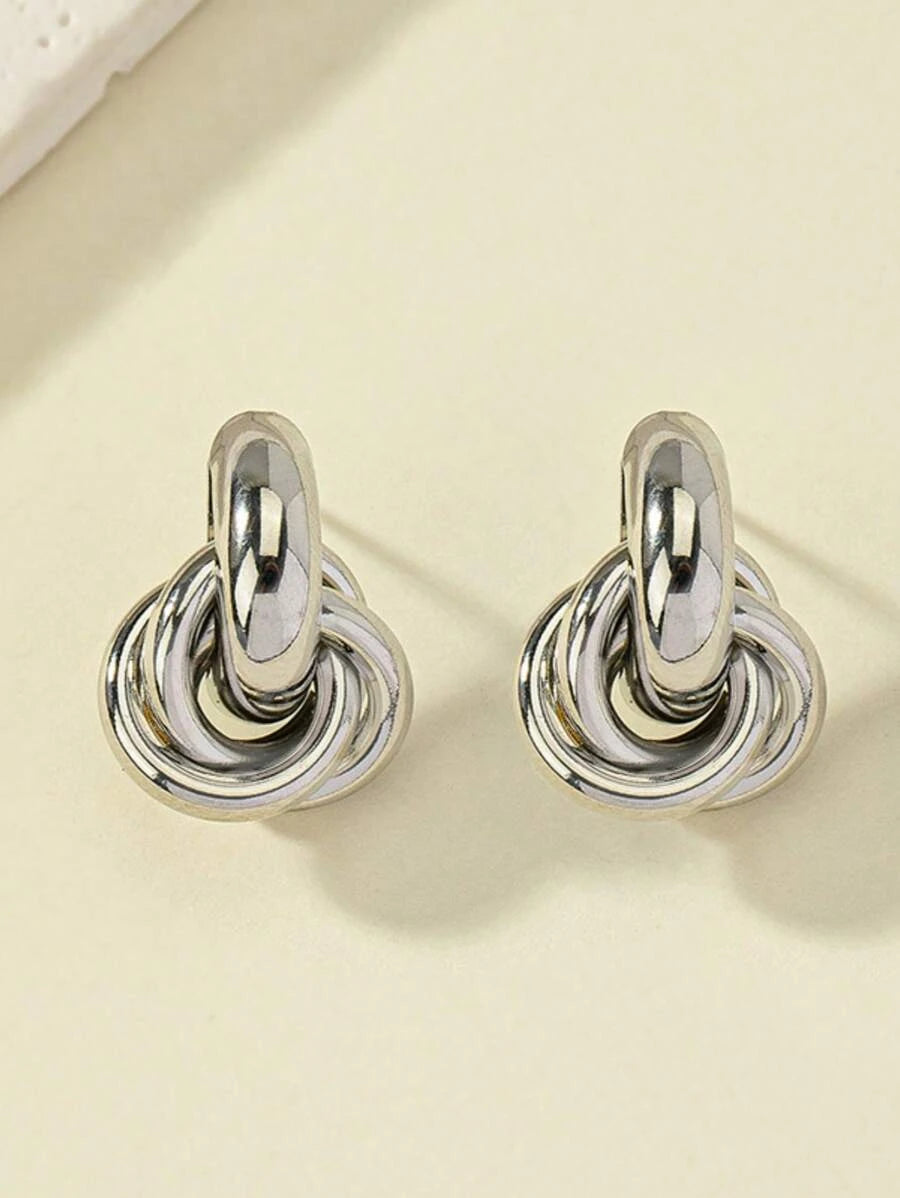 Geometric Double Circle Stud Earrings