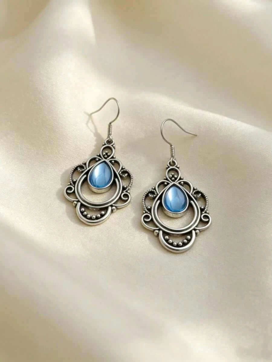 Vintage Bohemian Green Teardrop Earrings