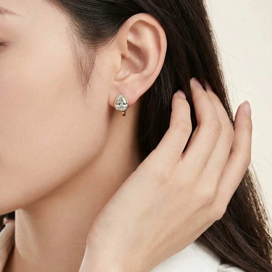 French Vintage Water Drop Zirconia Earrings