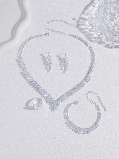 Bridal Rhinestone V-Shaped Jewelry Set