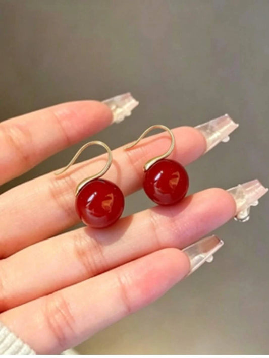 Vintage Red Alloy Drop Earrings