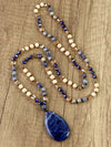 Bohemian Blue Lapis Lazuli Teardrop Pendant Necklace