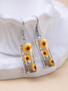 Vintage Sunflower Print Drop Earrings