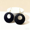 Vintage Wooden Hollow Round Earrings