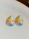 Geometric Abstract Face Enamel Earrings