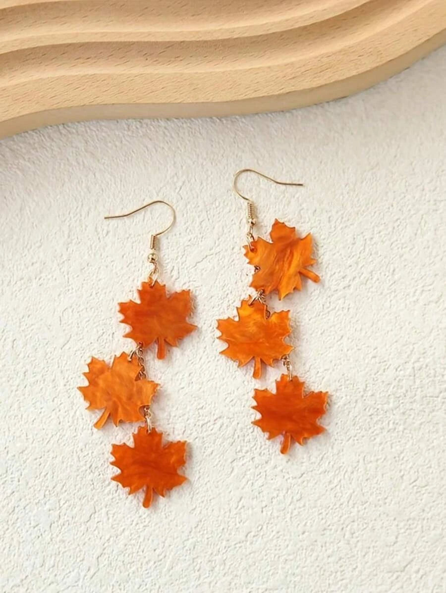Autumn Maple Leaf Acrylic Earrings
