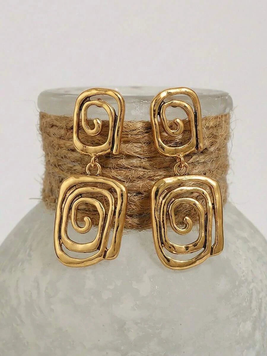 Vintage Style Asymmetrical Spiral Drop Earrings