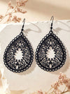 Black Hollow Teardrop Earrings