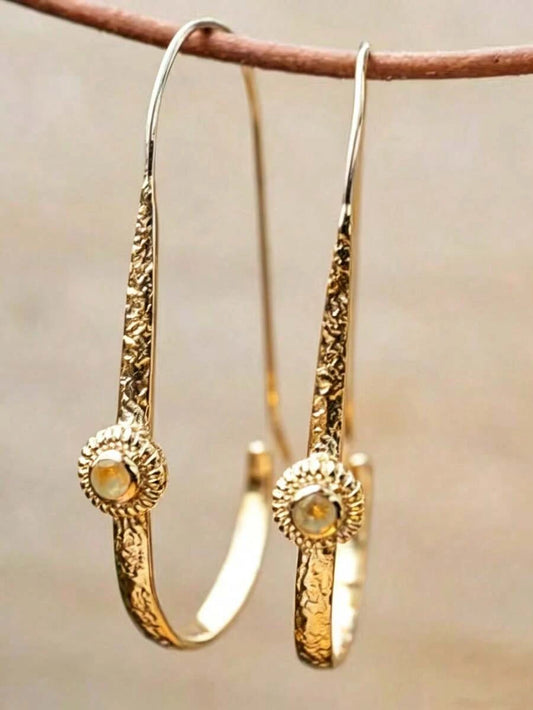 Vintage Bohemian Geometric Faux Opal Earrings