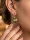 Gold-Plated Green Crystal Pendant Earrings