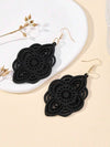 Wood Lace Pattern Carved Drop Earrings