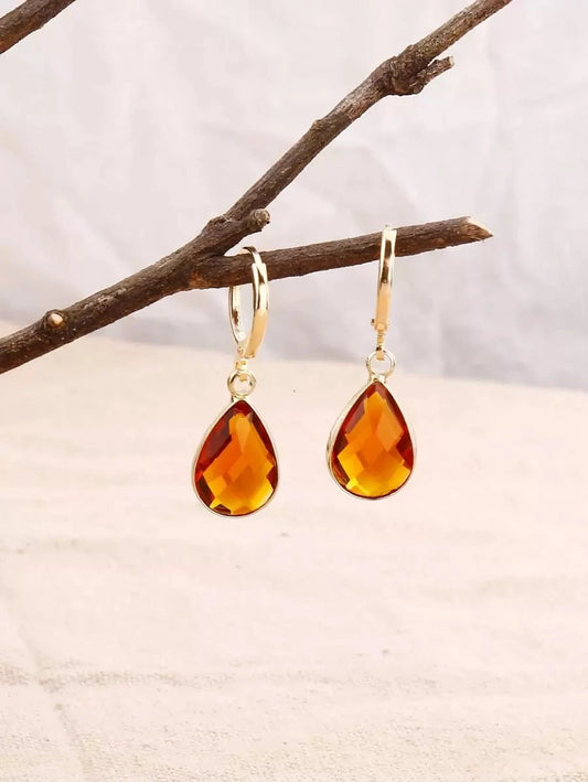 Copper Edged Water Drop Earrings