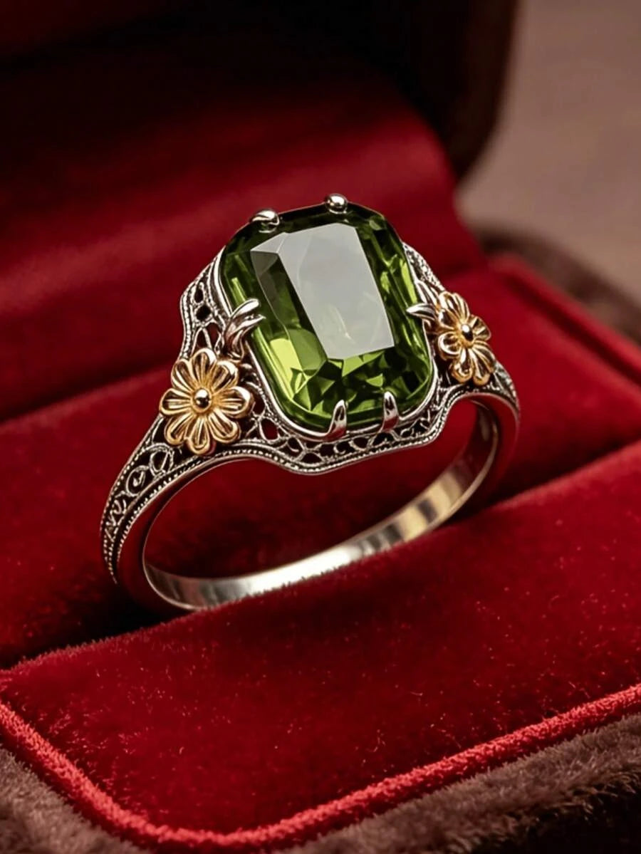 Vintage Green Cubic Zirconia Ring