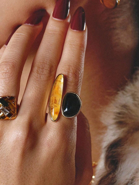Glisma Gold Plated Geometric Open Ring