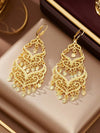 Gold-Plated Crescent Moon Tassel Earrings