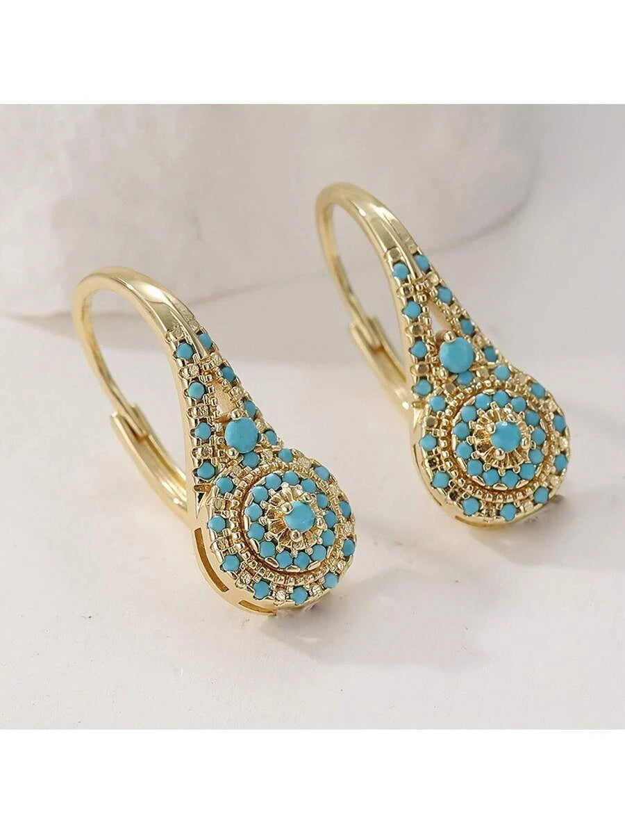 Gold-Plated Turquoise Drop Earrings