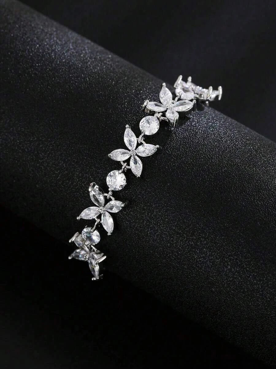 Gold Cubic Zirconia Chain Bracelet