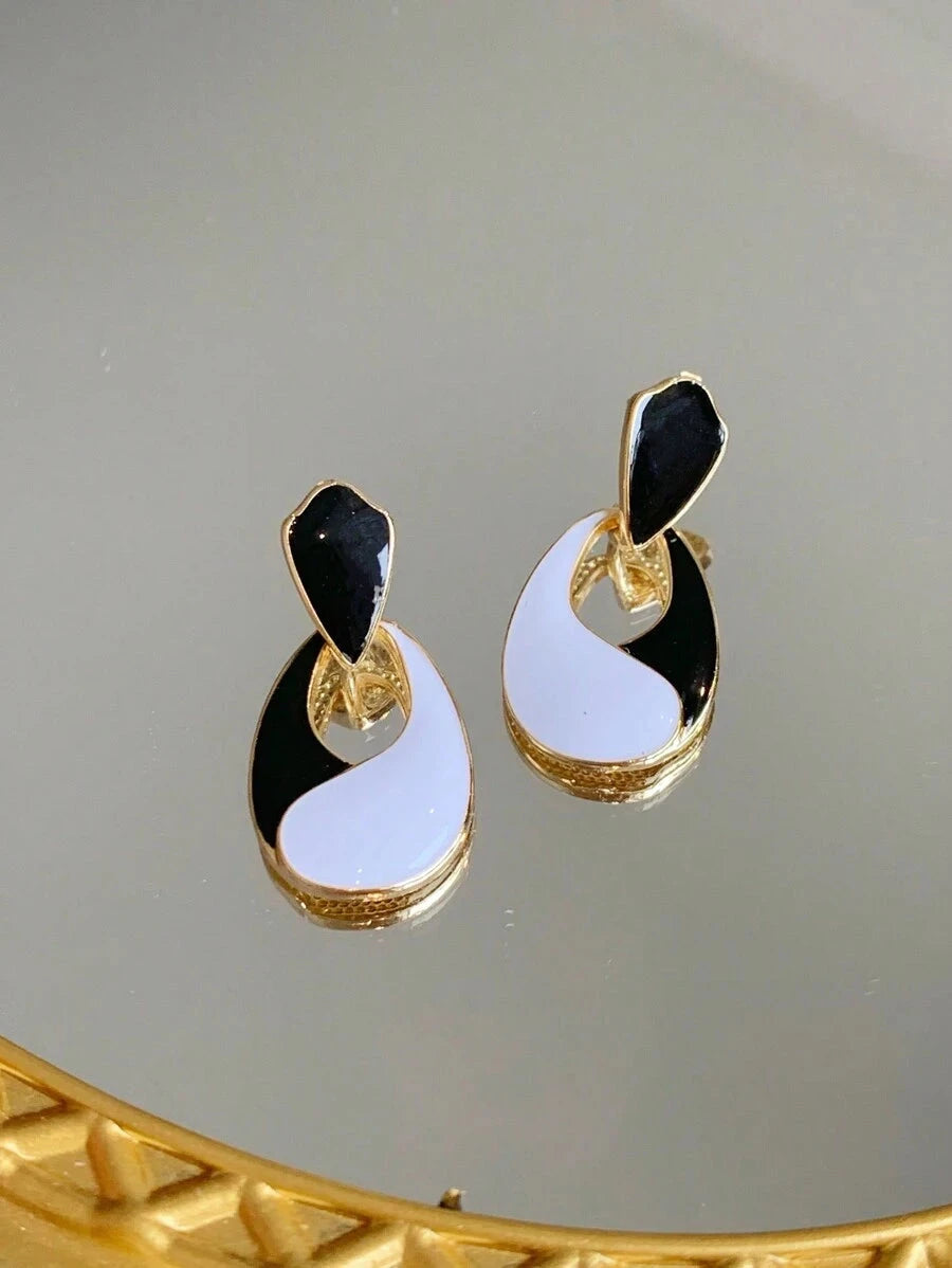 Two Tone Drop Earrings