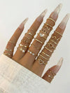 15pcs Vintage Gold-Tone Rhinestone Flower