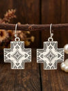 Western Cross Geometric Distressed Earrings