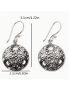 Vintage Carved Flower Round Pendant Earrings