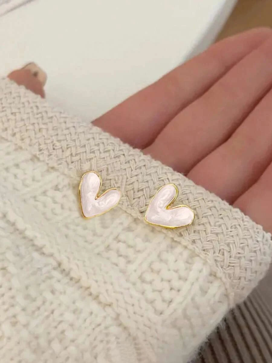 Vintage Oil Drip Heart Stud Earrings