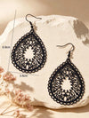Black Hollow Teardrop Earrings
