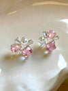 French Faux Pearl Glass Stud Earrings