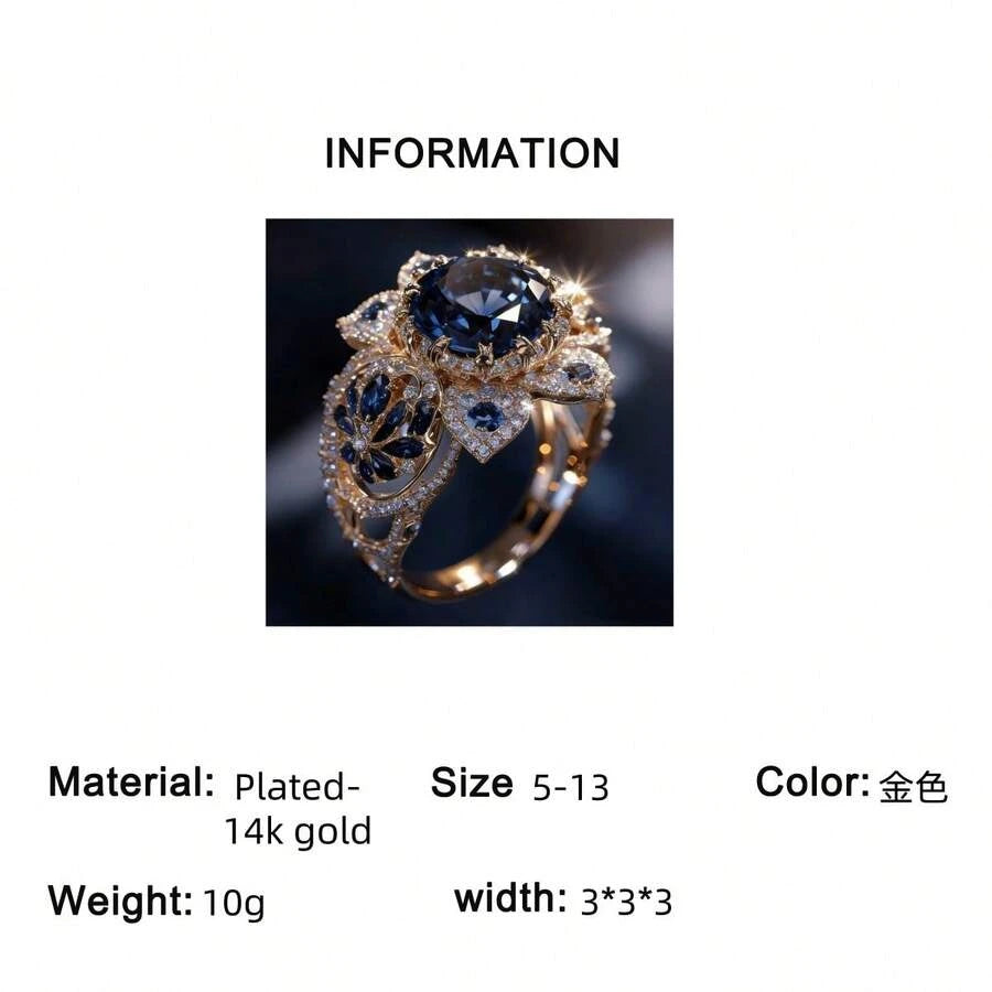 Vintage Floral Sapphire Statement Ring