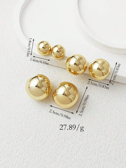 Vintage Gold Ball Stud Earrings
