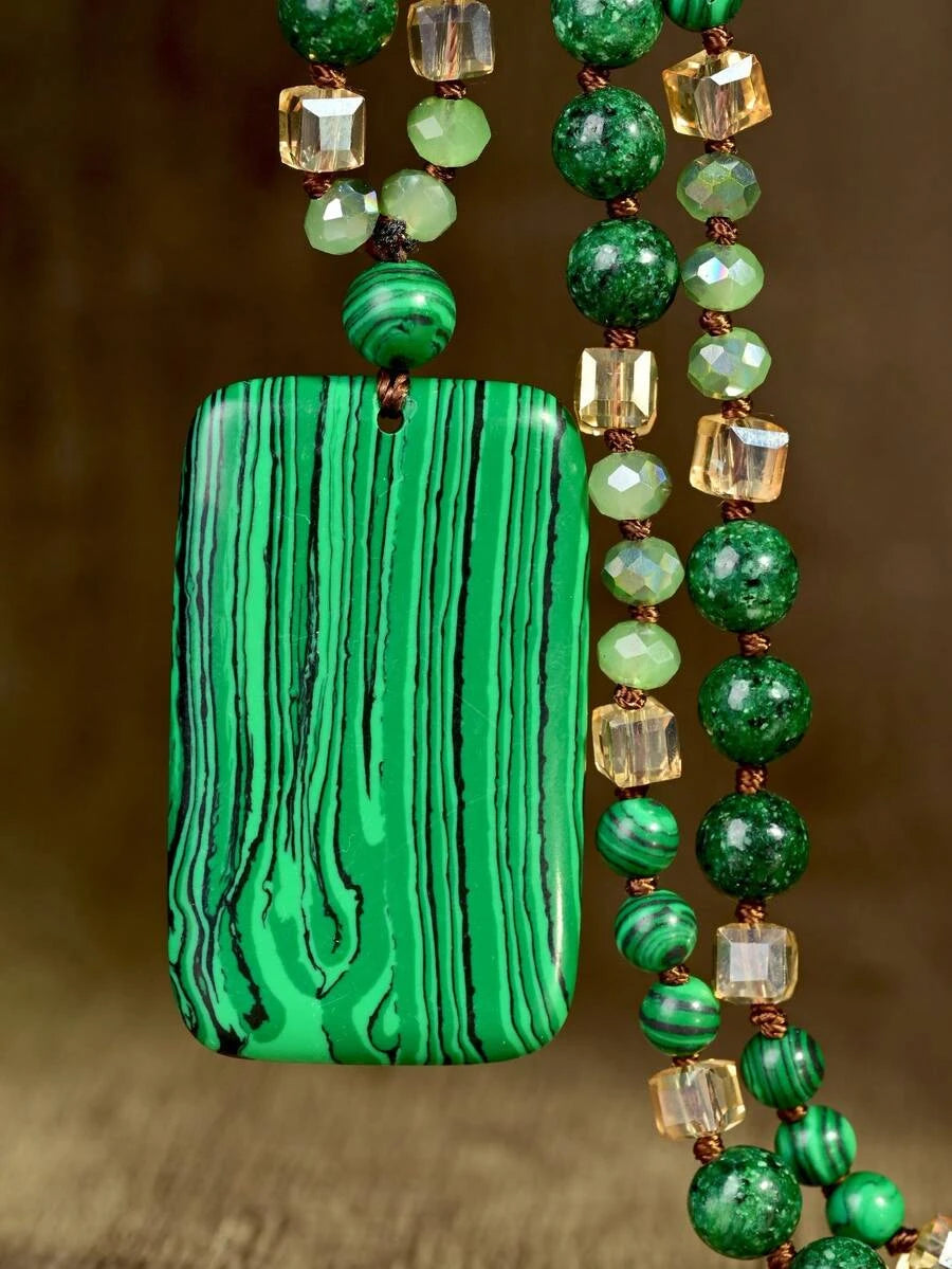Vintage Malachite Pendant Necklace