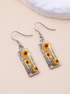 Vintage Sunflower Print Drop Earrings
