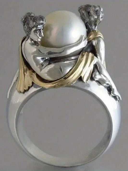 Vintage Silver Faux Pearl Ring