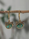 Vintage Dragonfly Crystal Drop Earrings