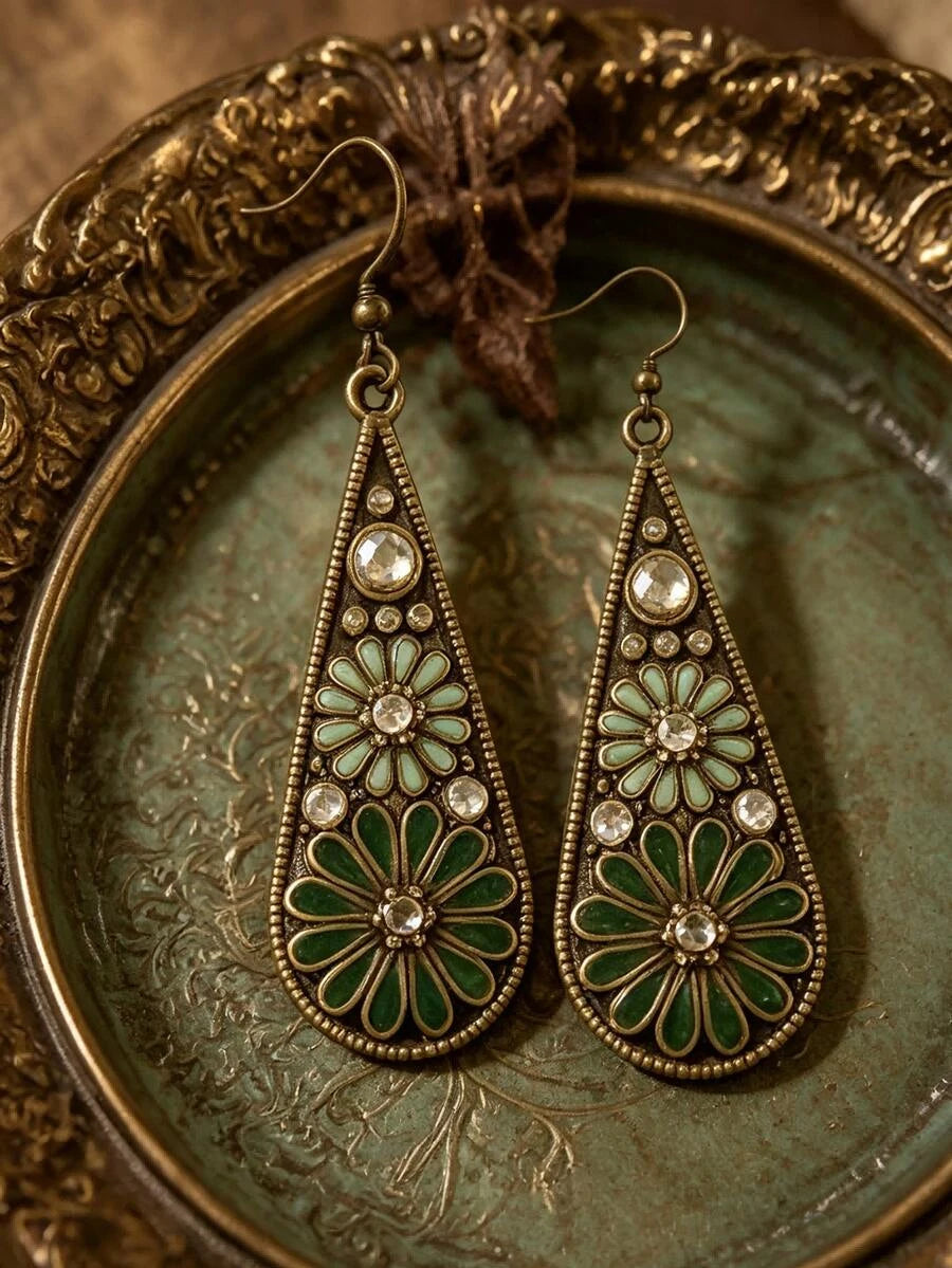 Vintage Floral Teardrop Earrings