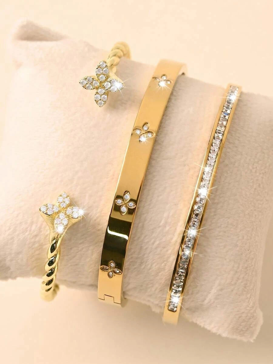 Pink Enamel Letter Crystal Bangle