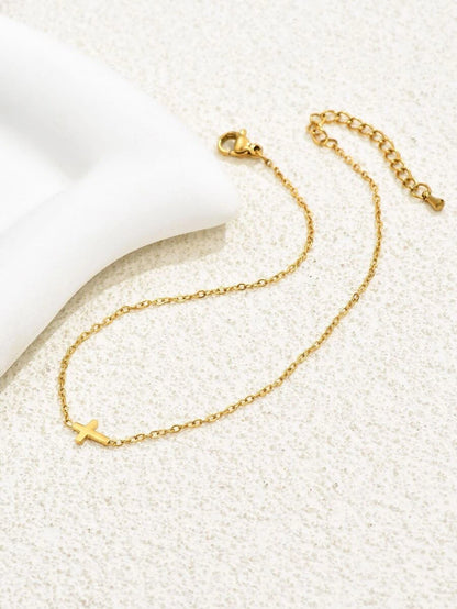 Gold Plated Stainless Steel Cross Bracelet