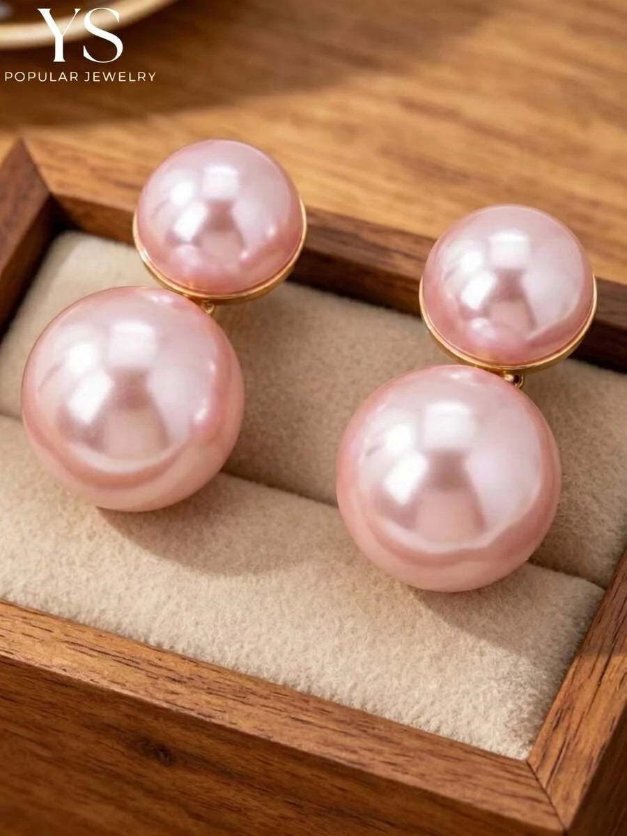 Large Faux Pearl Stud Earrings