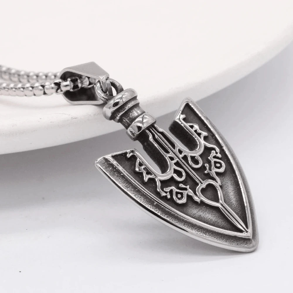 Vintage Spear Shield Pendant Necklace