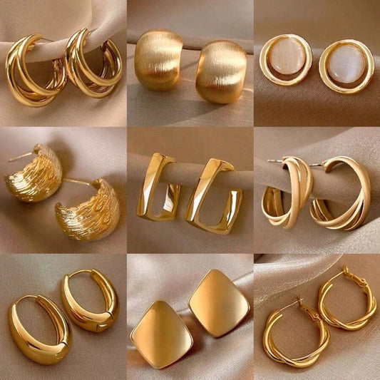 14pcs Vintage Metal Earrings Set, Niche Elegant Earrings For Daily Wear, Gift For Women