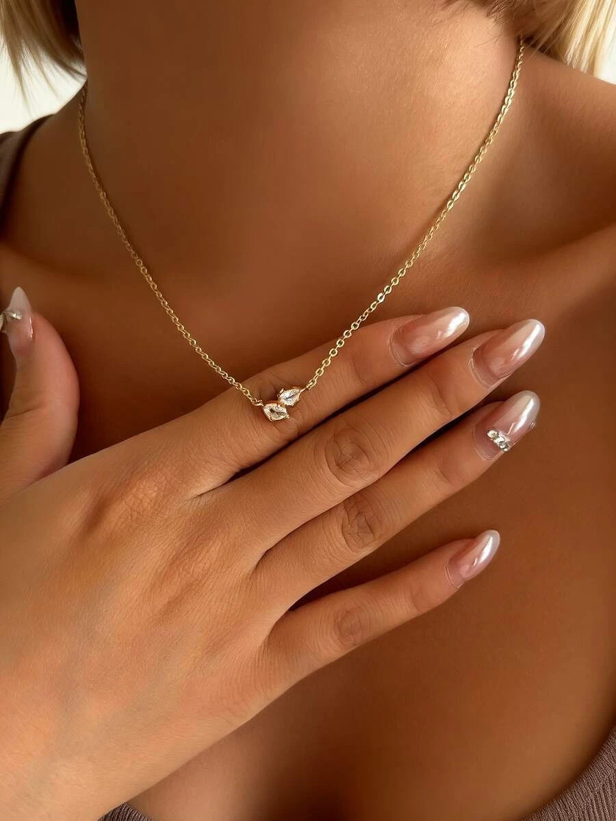Minimalist Water Drop Double Layer Pendant Necklace