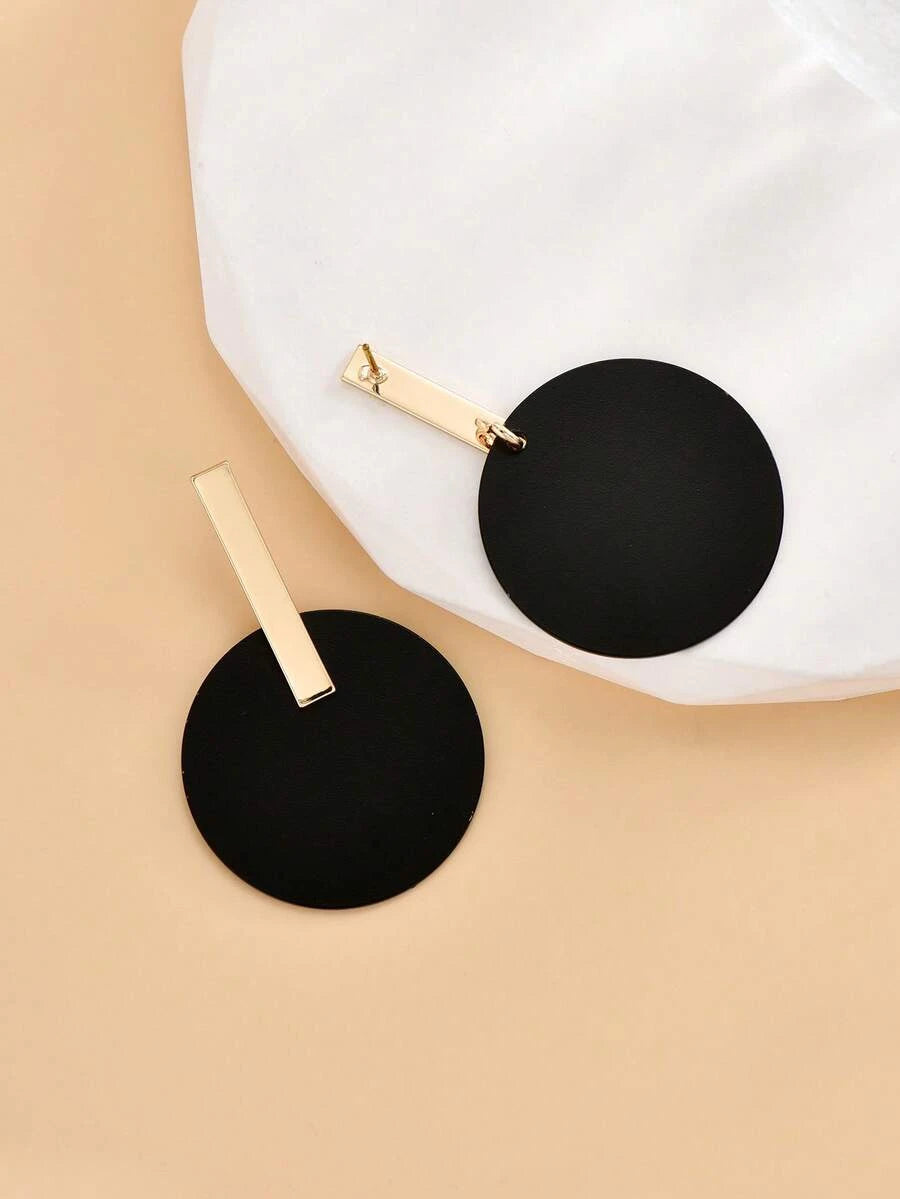 Geometric Enamel Circle Stud Earrings