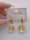 Stainless Steel Rhinestone Tree Of Life Drop Earrings