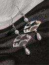 Chinese Style Folding Fan Pearl Earrings