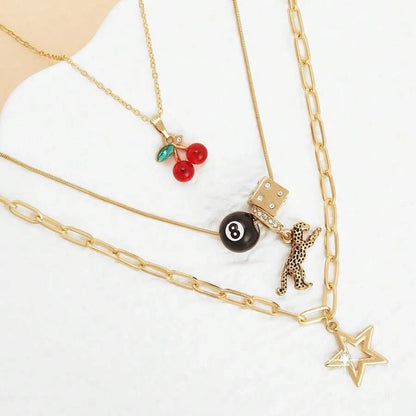 Leopard Print Pendant Necklace Set