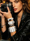 Punk Studded Faux Leather Bracelet Set