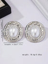 Vintage Textured Oval Pearl Earrings
