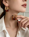 Retro U-Shaped Resin Earrings
